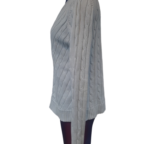 Tommy Hilfiger V-Neck Cable Knit Sweater Light Blue Size Medium‎ Women's D50 - Picture 5 of 12